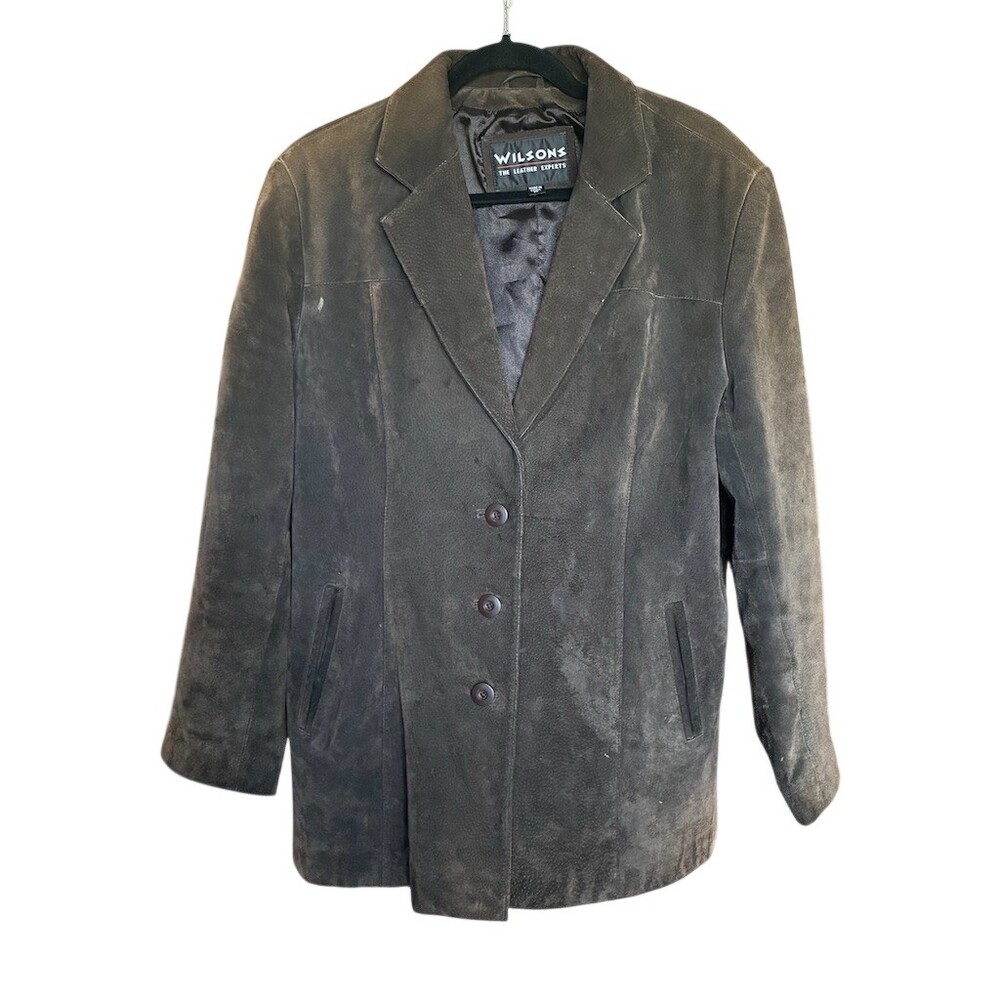 Wilsons Leather Blazer Jacket Womens Size XL Brown Suede 3-Button Vintage
